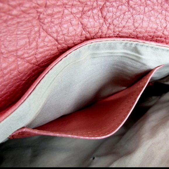 Chloé Lily 2way Peach Coral Pink Salmon Leather Crossbody Shoulder Handbag Purse - Picture 11 of 12